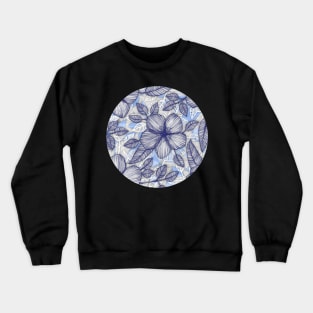 Indigo Summer - a hand drawn floral pattern Crewneck Sweatshirt